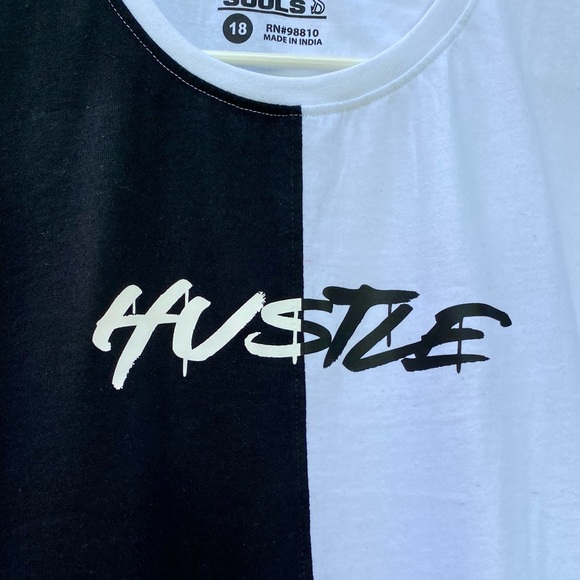 Seven Souls - HUSTLE - Half and half tee!! NWT!! - Picture 2 of 7